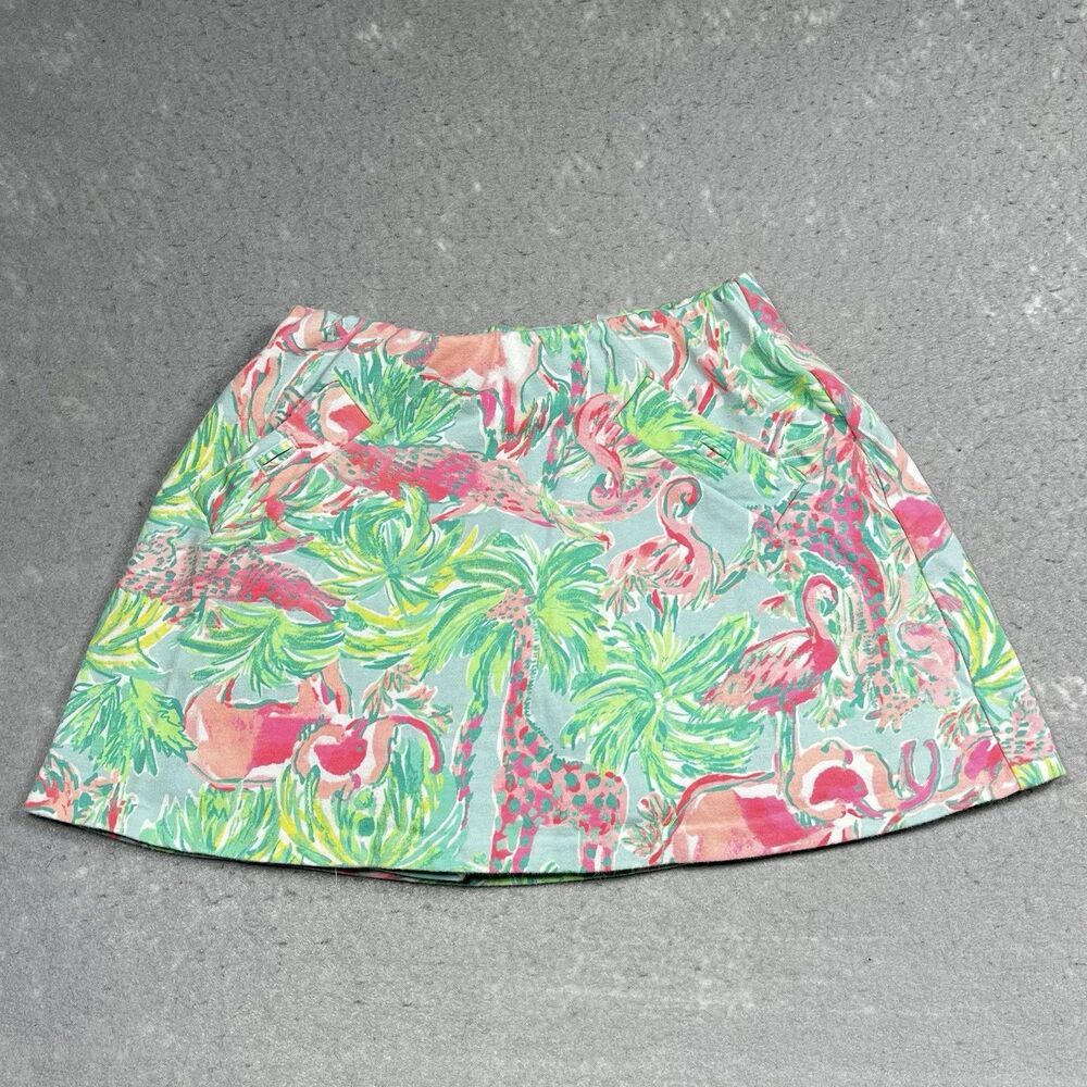 Lilly Pulitzer Madison Skort Women’s XXS Pink & Green Floral Flamingos Mini